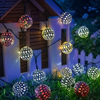 Lampade a sfera solari in stile marocchino – Colorata stringa di luci LED per giardino e balcone