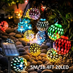 Lampade a sfera solari in stile marocchino – Colorata stringa di luci LED per giardino e balcone
