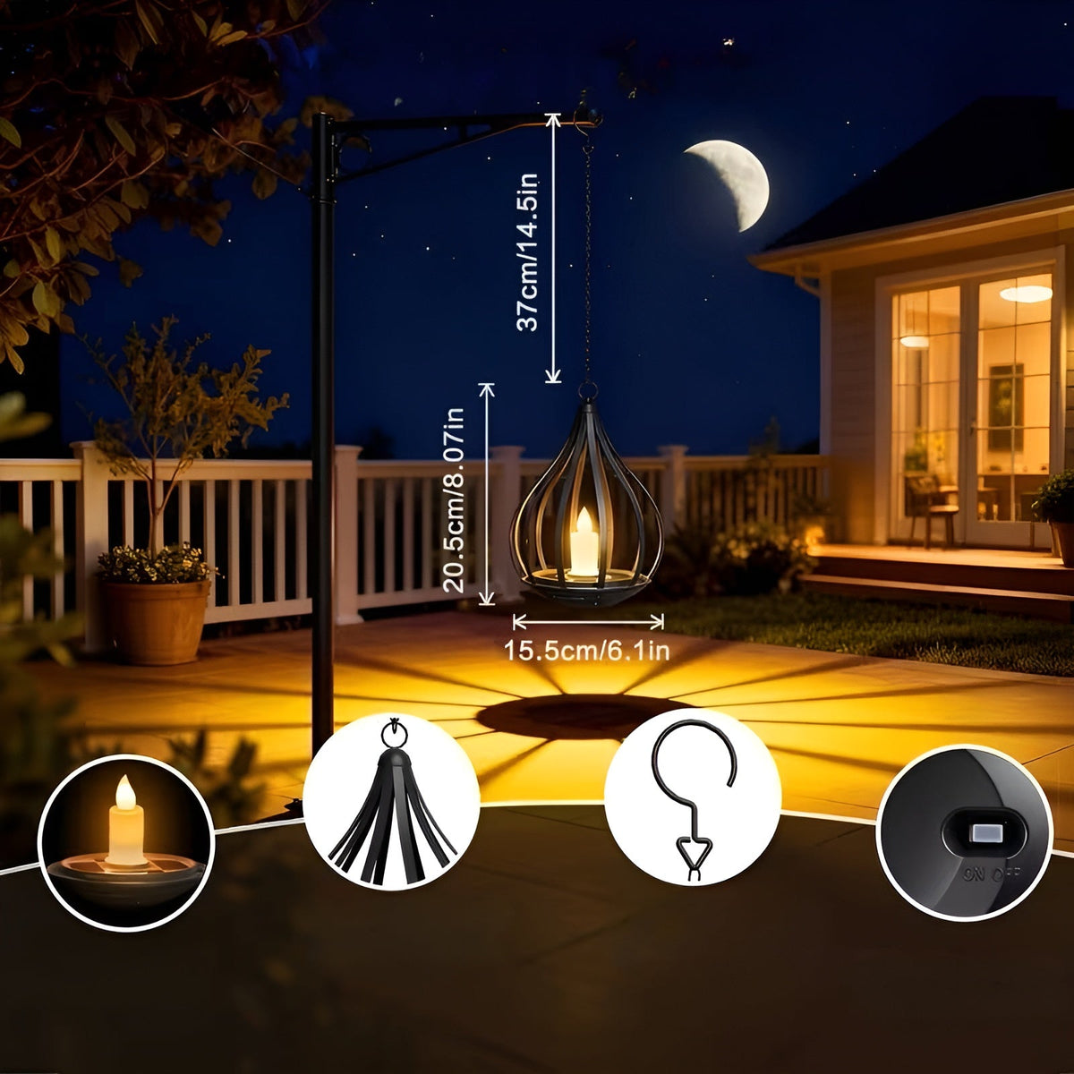 Lampada solare a forma di goccia – Illuminazione decorativa per il giardino | Resistente alle intemperie per esterni