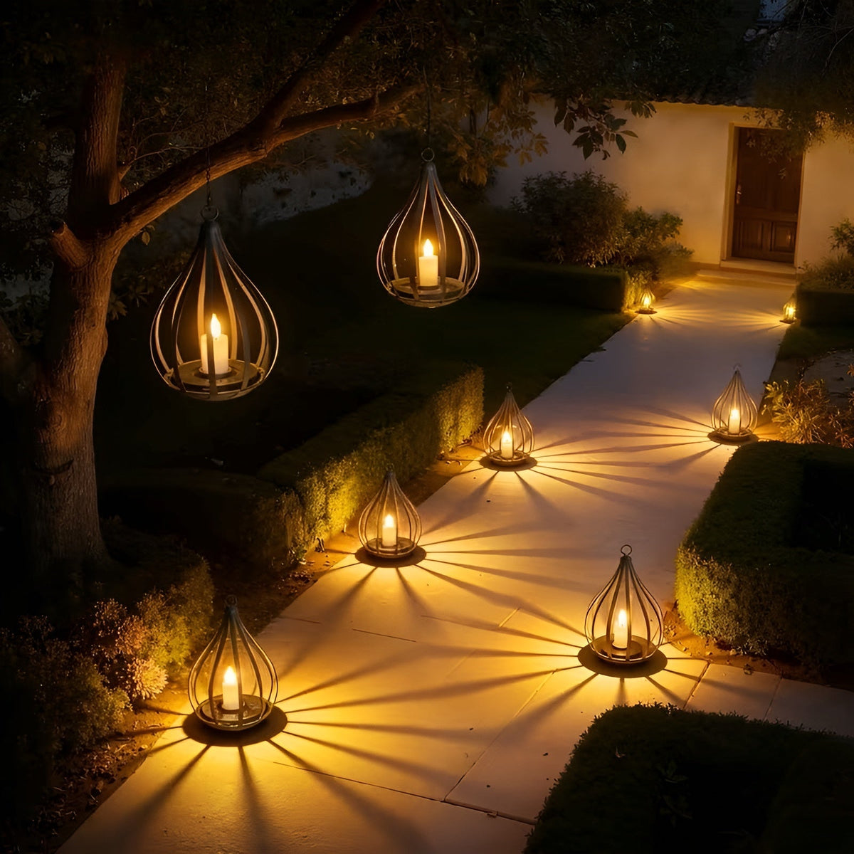 Lampada solare a forma di goccia – Illuminazione decorativa per il giardino | Resistente alle intemperie per esterni