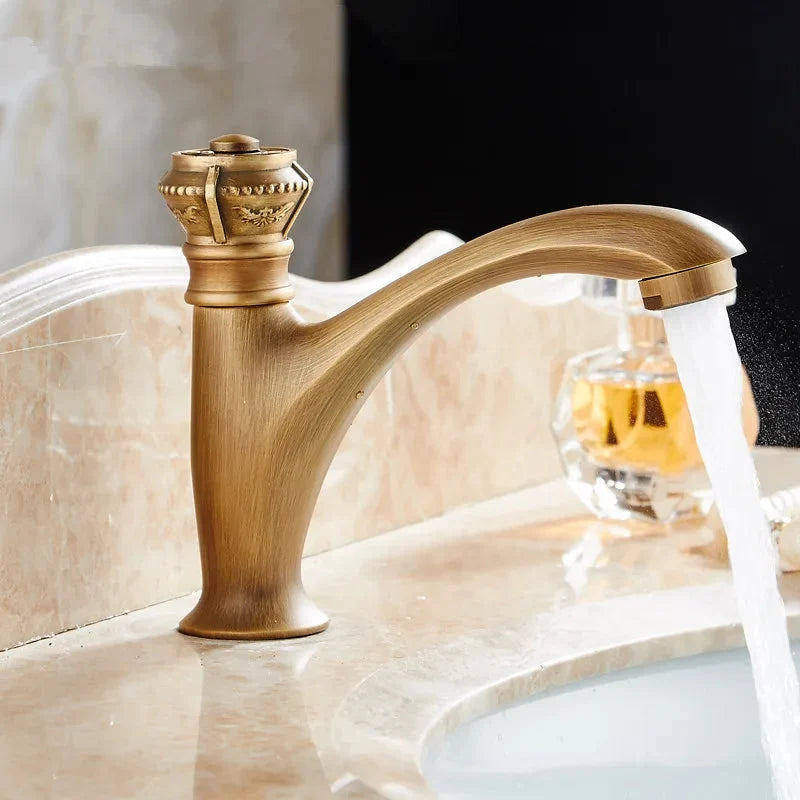Rubinetto da Bagno in Ottone Massiccio con Leva Singola per Lavabo a 1 Foro