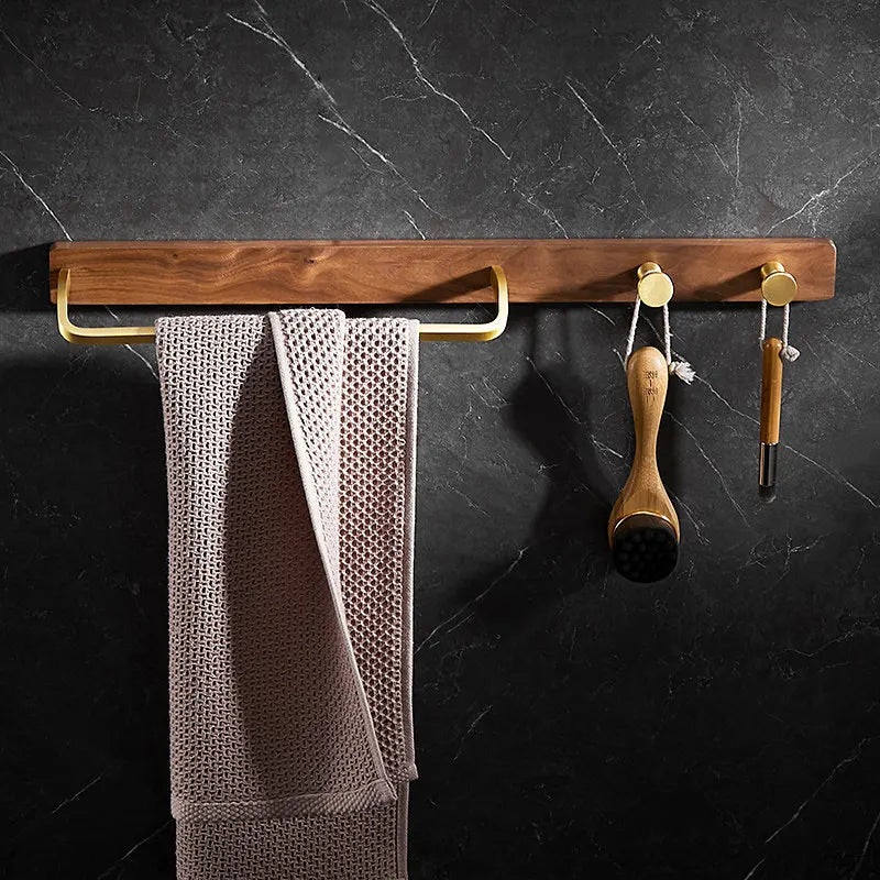 Barra Porta Asciugamani in Legno Massello Stile Nordico con Ganci