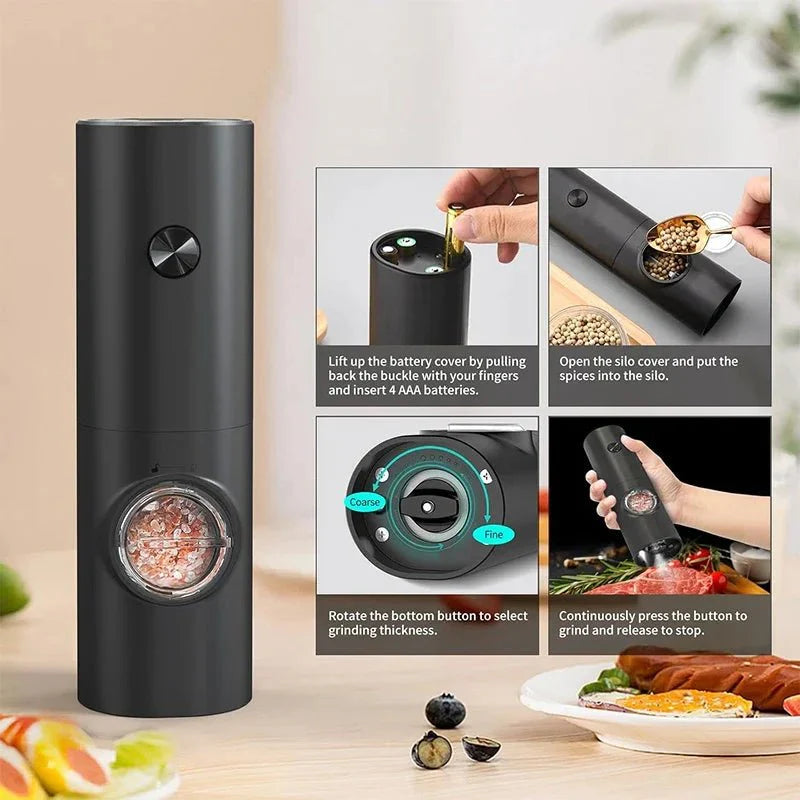 SPICEDUO – Set di Macinini Elettrici per Sale e Pepe con Grossore Regolabile