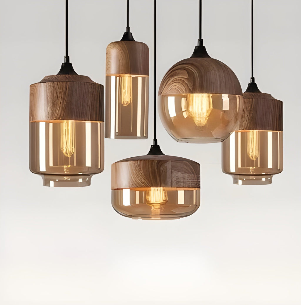 RusticLuxe Light - Lampada a sospensione vintage in legno