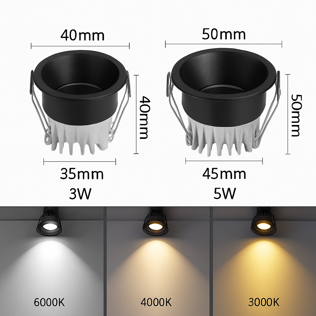 Spot LED Dimmabile 3W 5W Anti-riflesso LED Illuminazione Camera Cucina COB Incassato