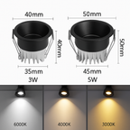 Spot LED Dimmabile 3W 5W Anti-riflesso LED Illuminazione Camera Cucina COB Incassato
