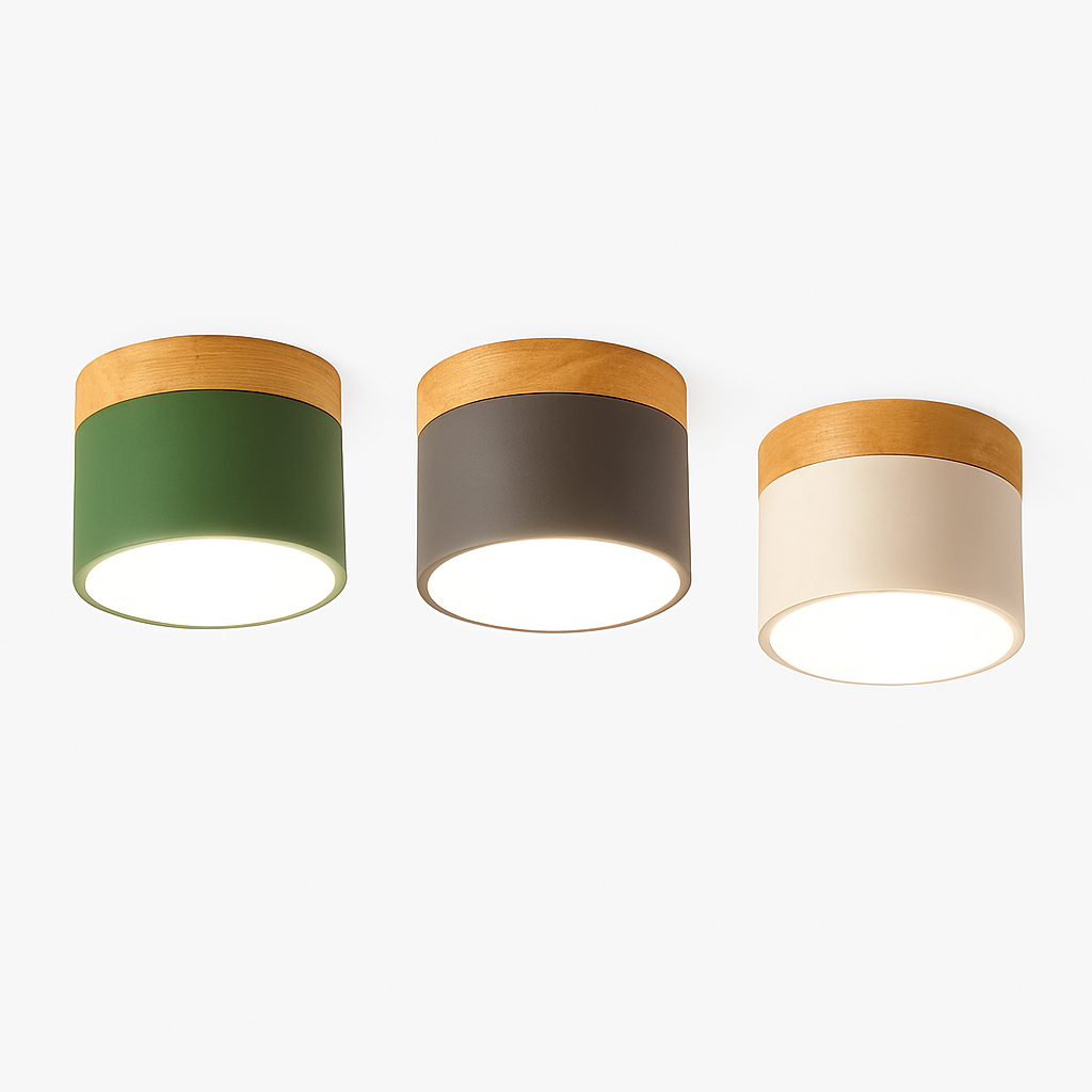 Faretto moderno a LED in legno e metallo colorato Allan