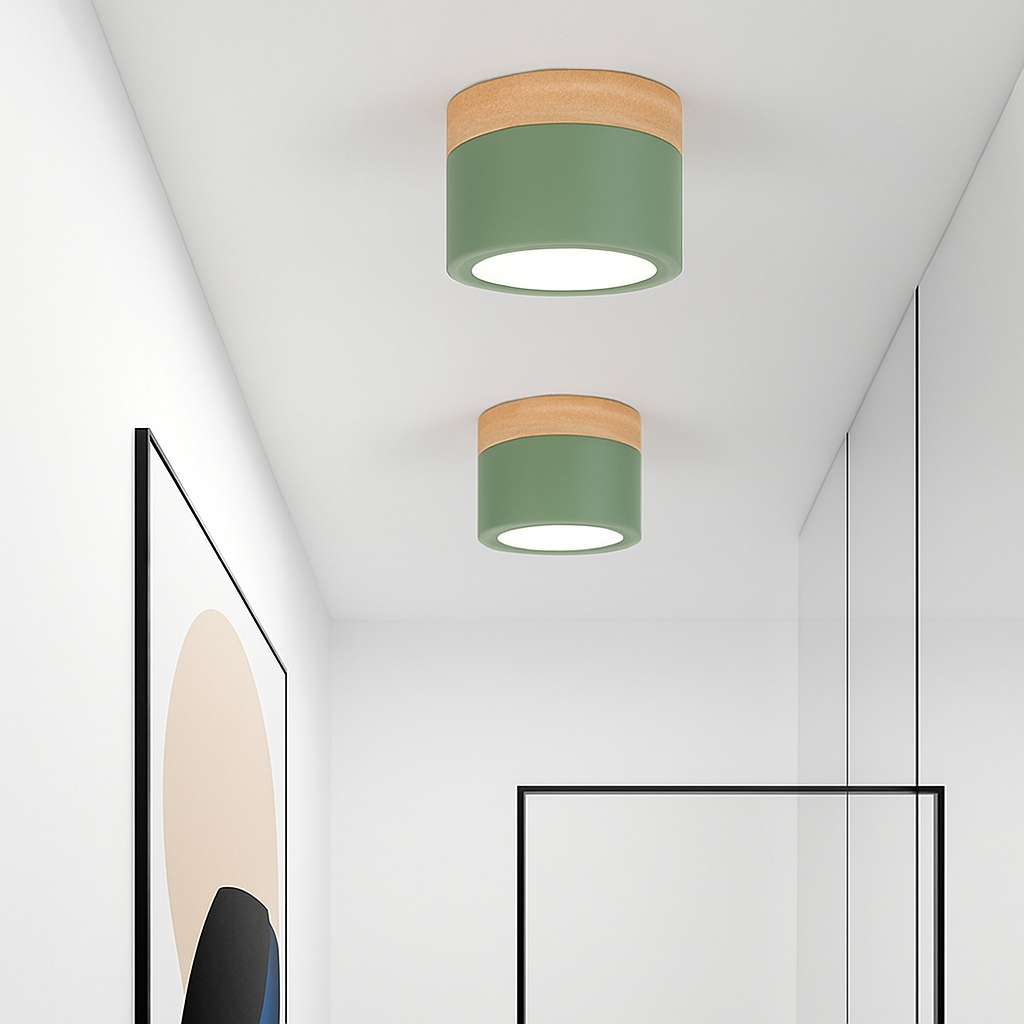 Faretto moderno a LED in legno e metallo colorato Allan