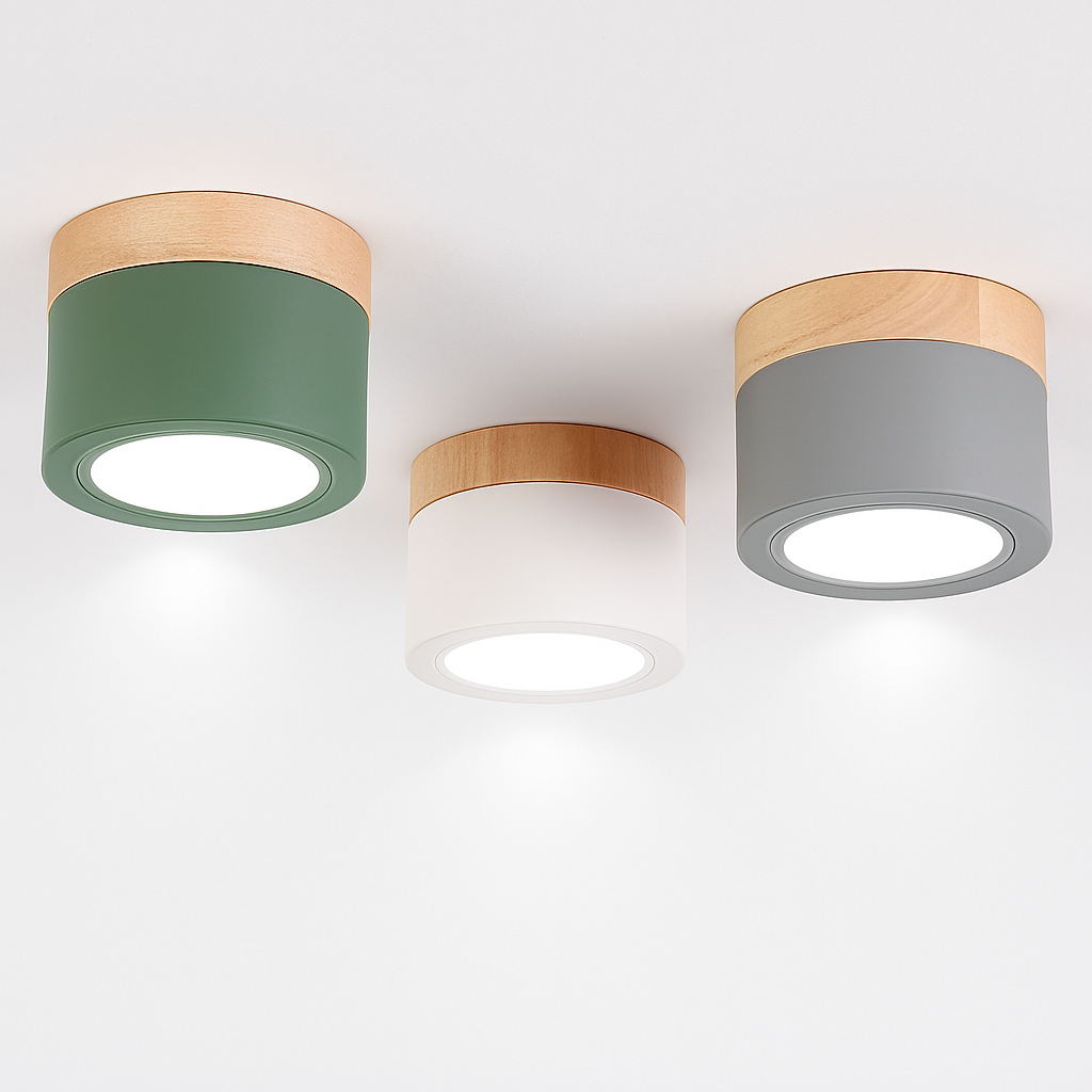 Faretto moderno a LED in legno e metallo colorato Allan