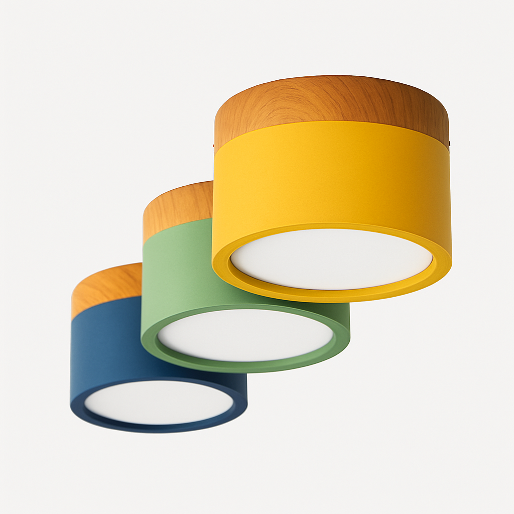 Faretto moderno a LED in legno e metallo colorato Allan
