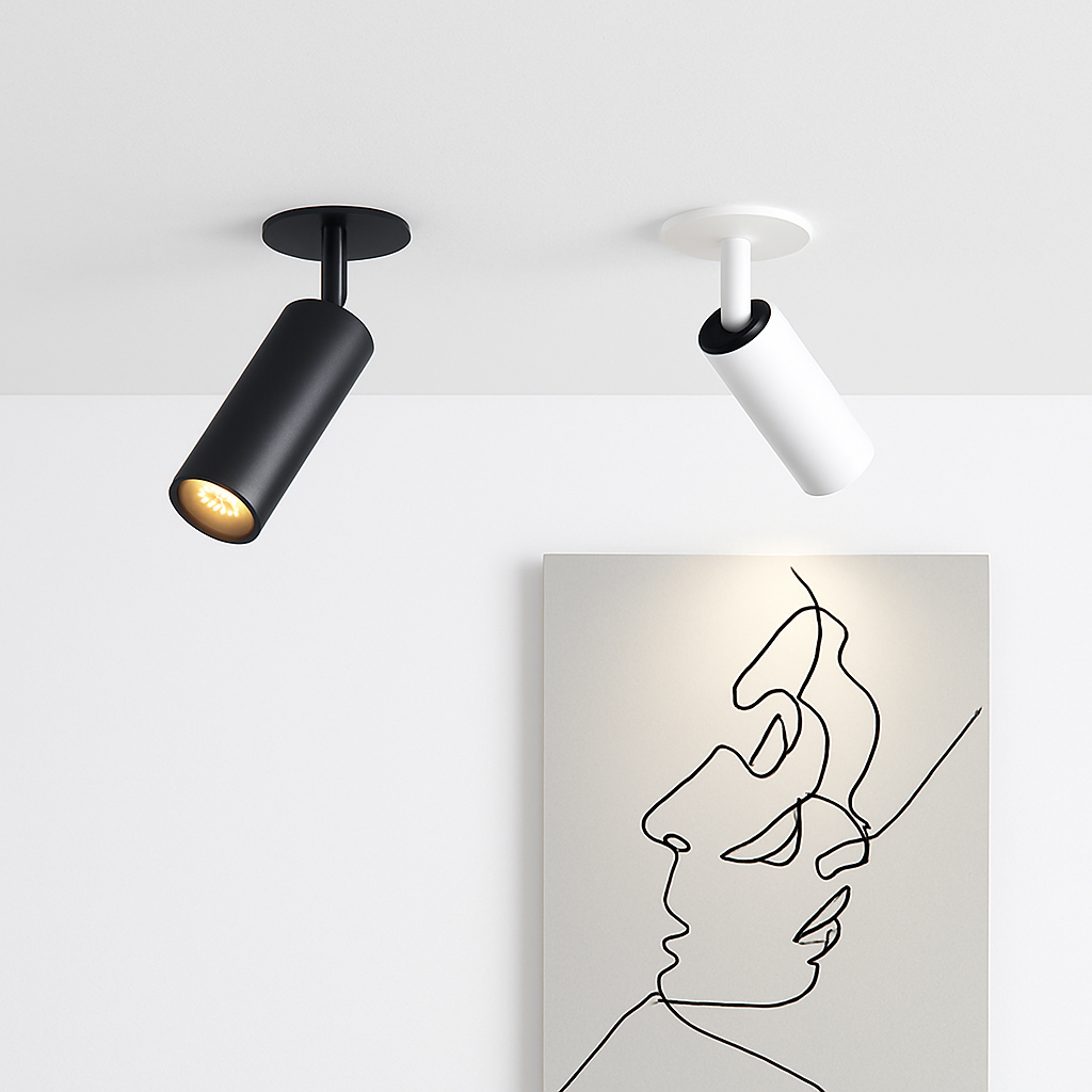 Spot plafoniera a LED tubo direzionale bianco o nero