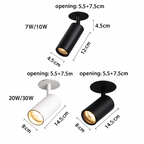 Spot plafoniera a LED tubo direzionale bianco o nero