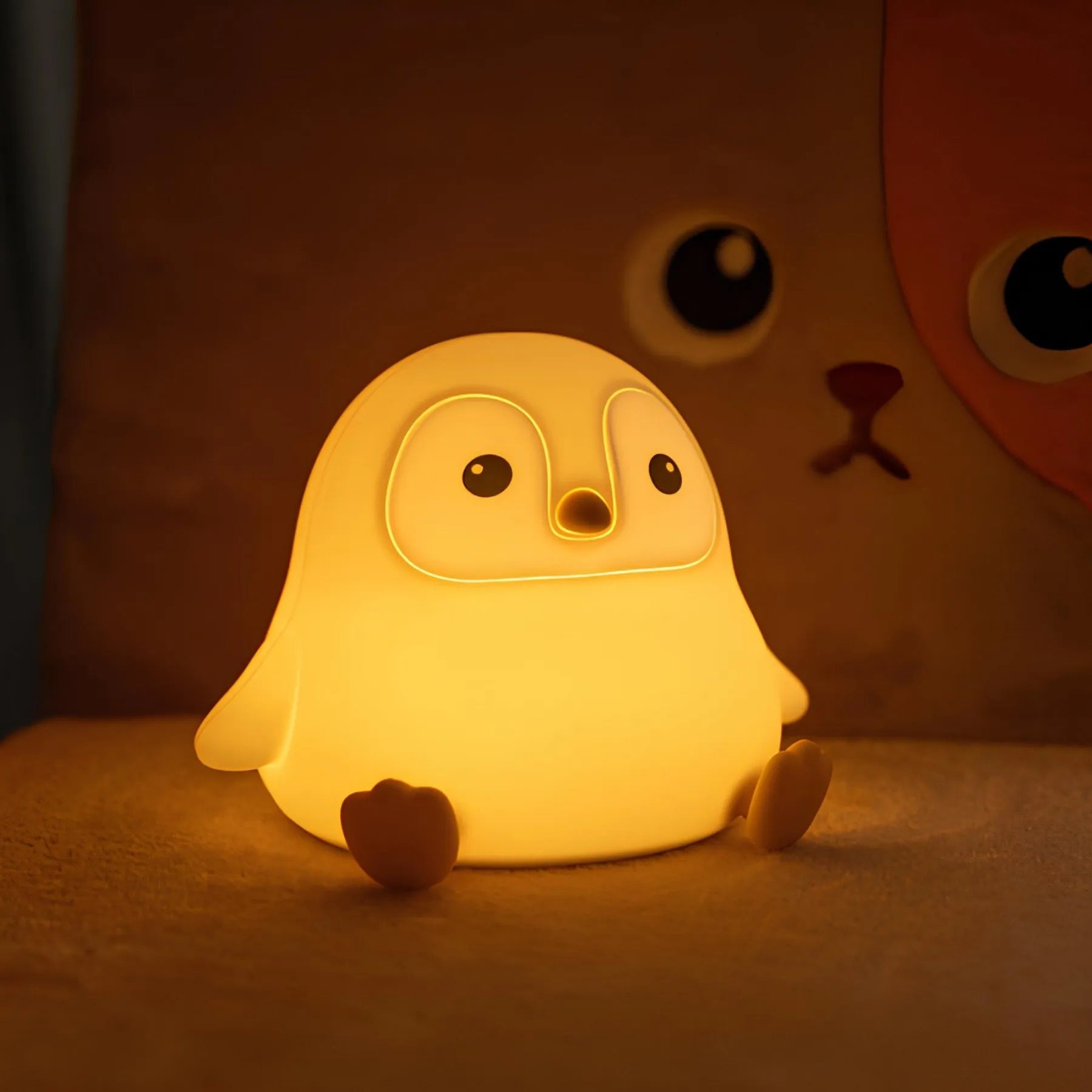 PenguGlow - Deliziosa lampada LED a forma di pinguino con luce morbida che cambia colore