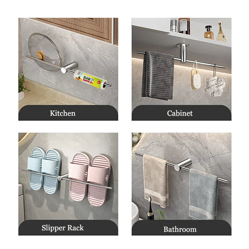 Barra Porta Asciugamani da Bagno Regolabile in Acciaio Inossidabile Porta Asciugamano Singolo