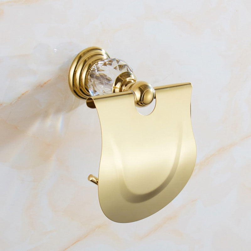 Accessori per bagno in acciaio inox e cristallo, porta carta