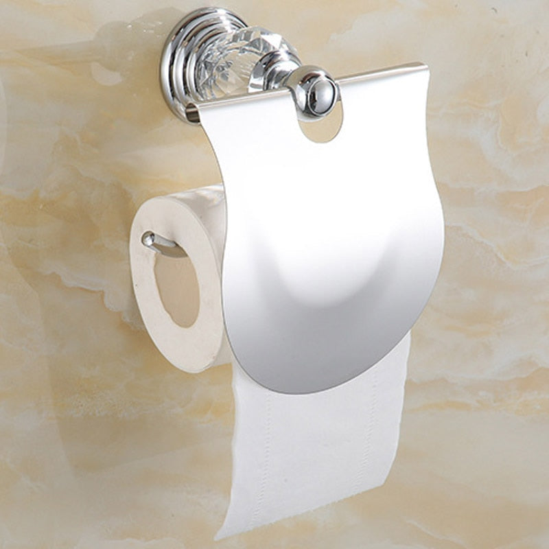 Accessori per bagno in acciaio inox e cristallo, porta carta