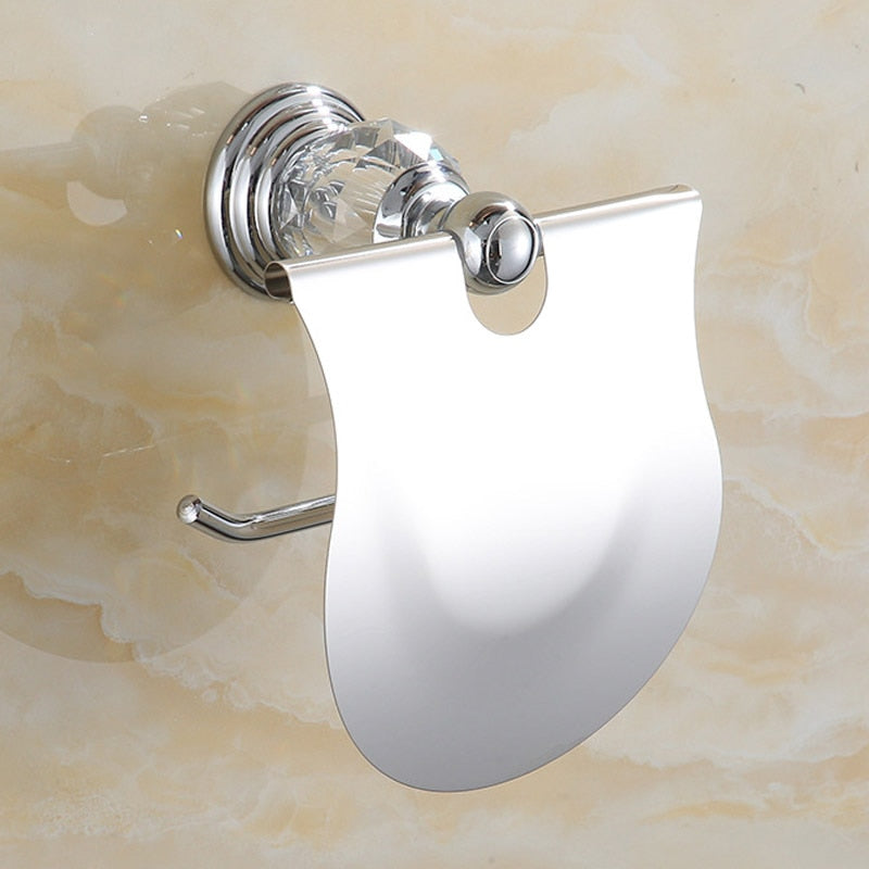 Accessori per bagno in acciaio inox e cristallo, porta carta