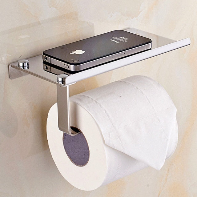 Supporto per telefono da bagno in acciaio inossidabile con ripiano