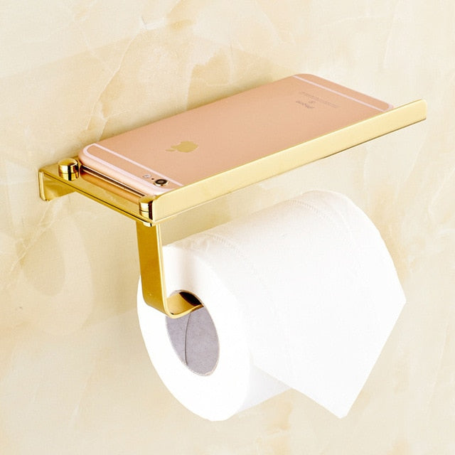 Supporto per telefono da bagno in acciaio inossidabile con ripiano