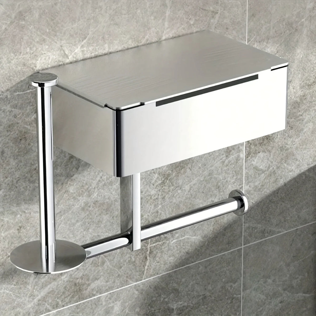 Porta Carta Igienica da Bagno in Acciaio Inossidabile con Mensola per Telefono
