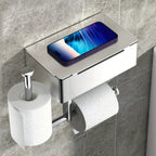 Porta Carta Igienica da Bagno in Acciaio Inossidabile con Mensola per Telefono