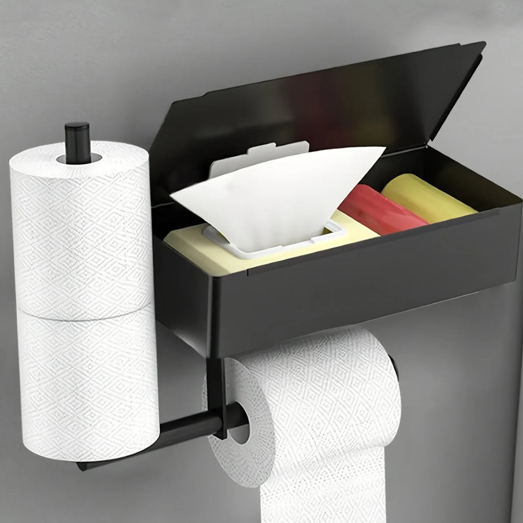 Porta Carta Igienica da Bagno in Acciaio Inossidabile con Mensola per Telefono