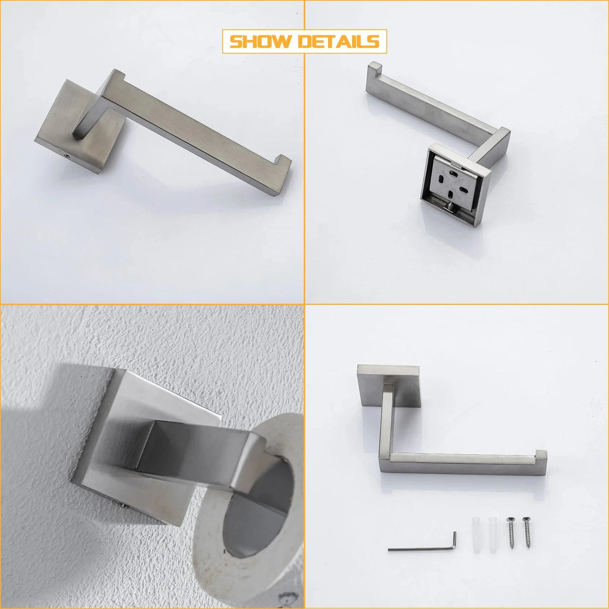 Porta carta igienica in acciaio inox da parete con ripiano accessorio