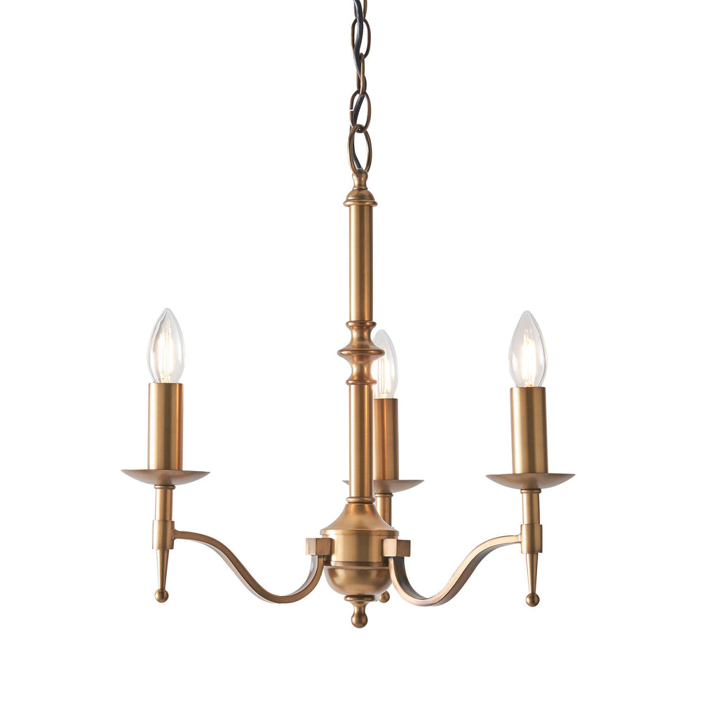 Lampadario Stanford 3 Luci Finitura Ottone Antico