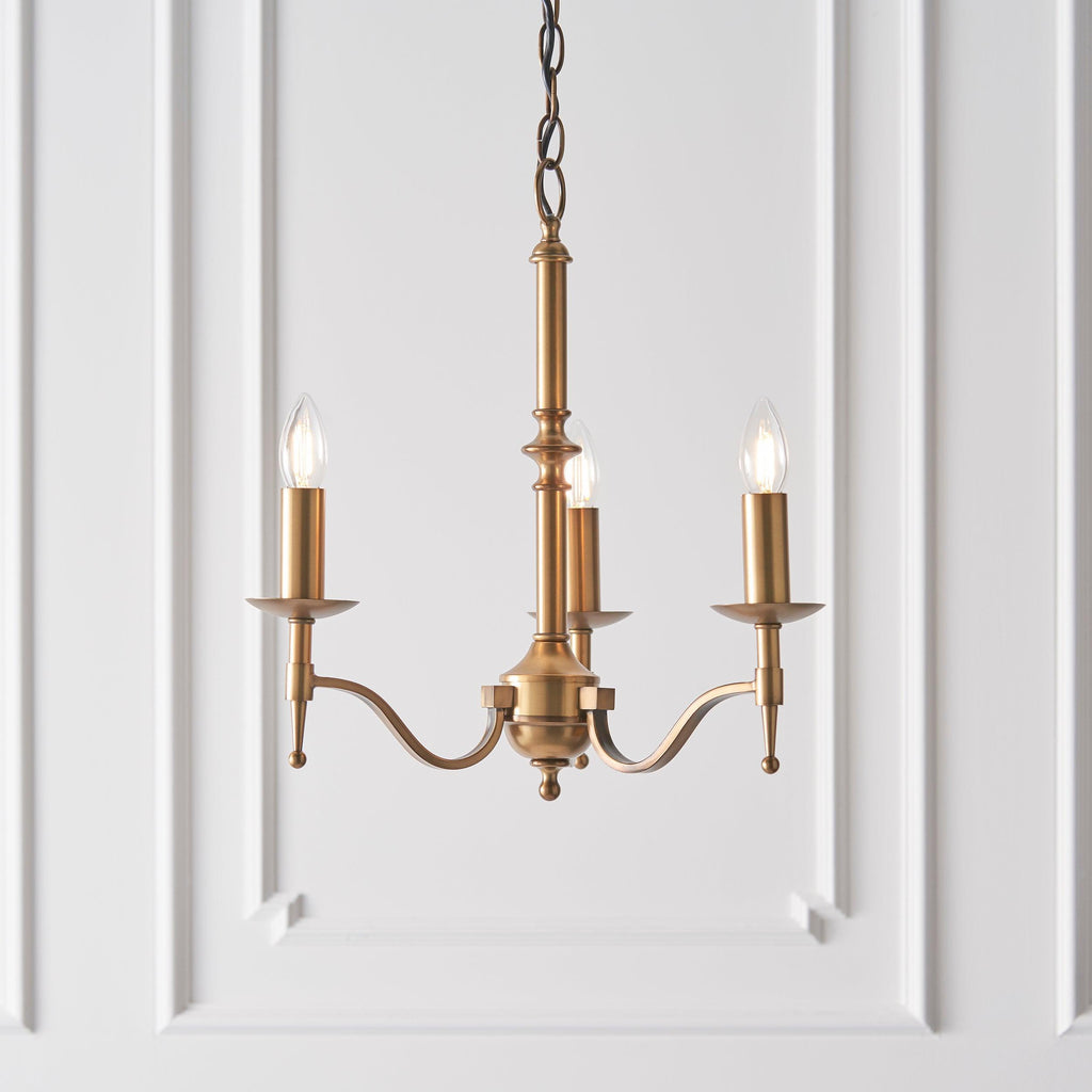 Lampadario Stanford 3 Luci Finitura Ottone Antico