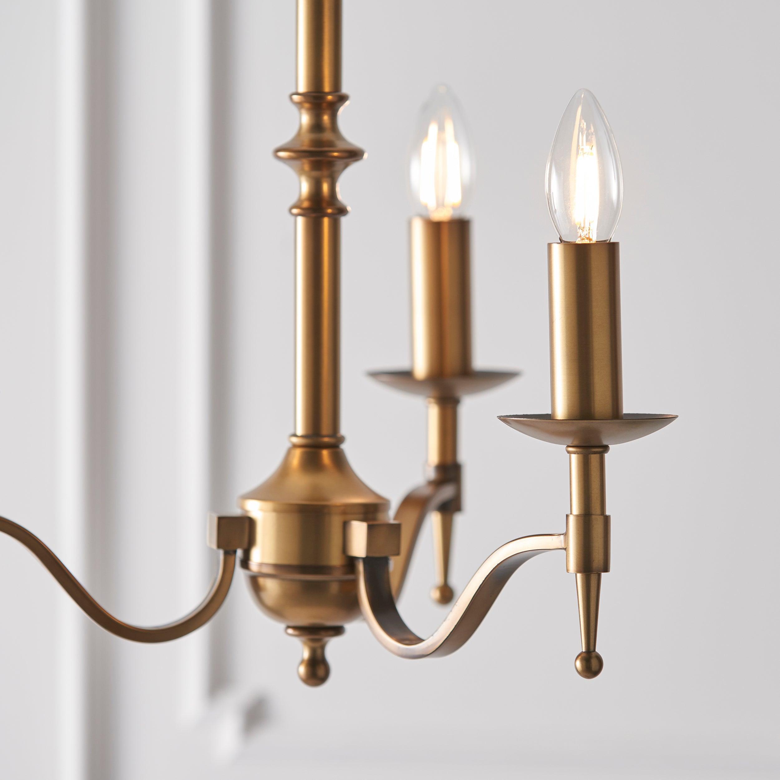 Lampadario Stanford 3 Luci Finitura Ottone Antico