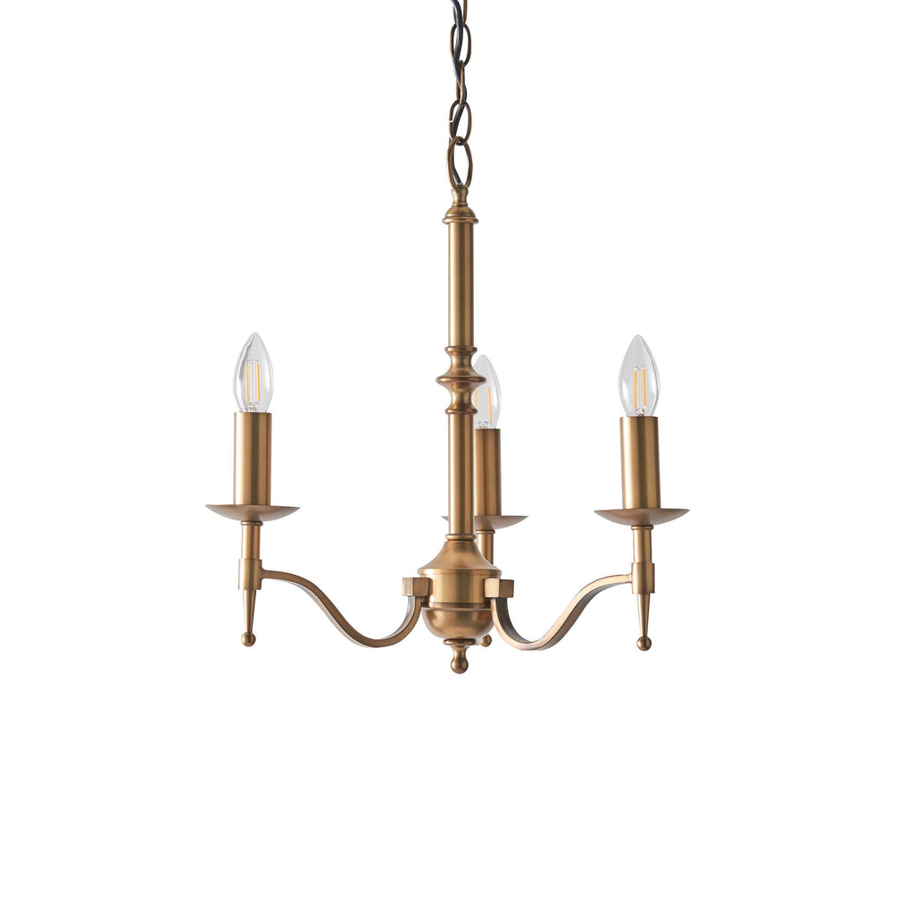 Lampadario Stanford 3 Luci Finitura Ottone Antico