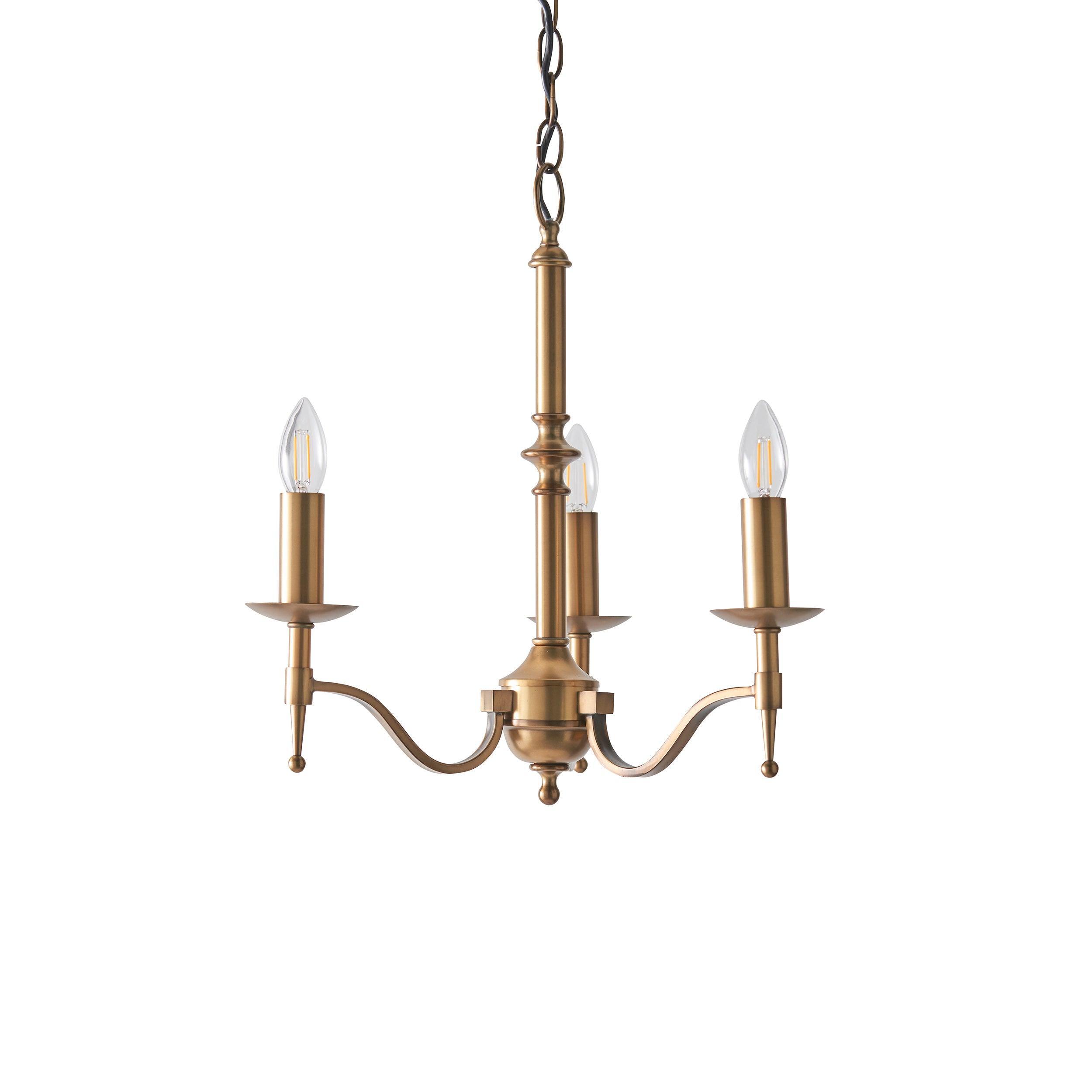 Lampadario Stanford 3 Luci Finitura Ottone Antico