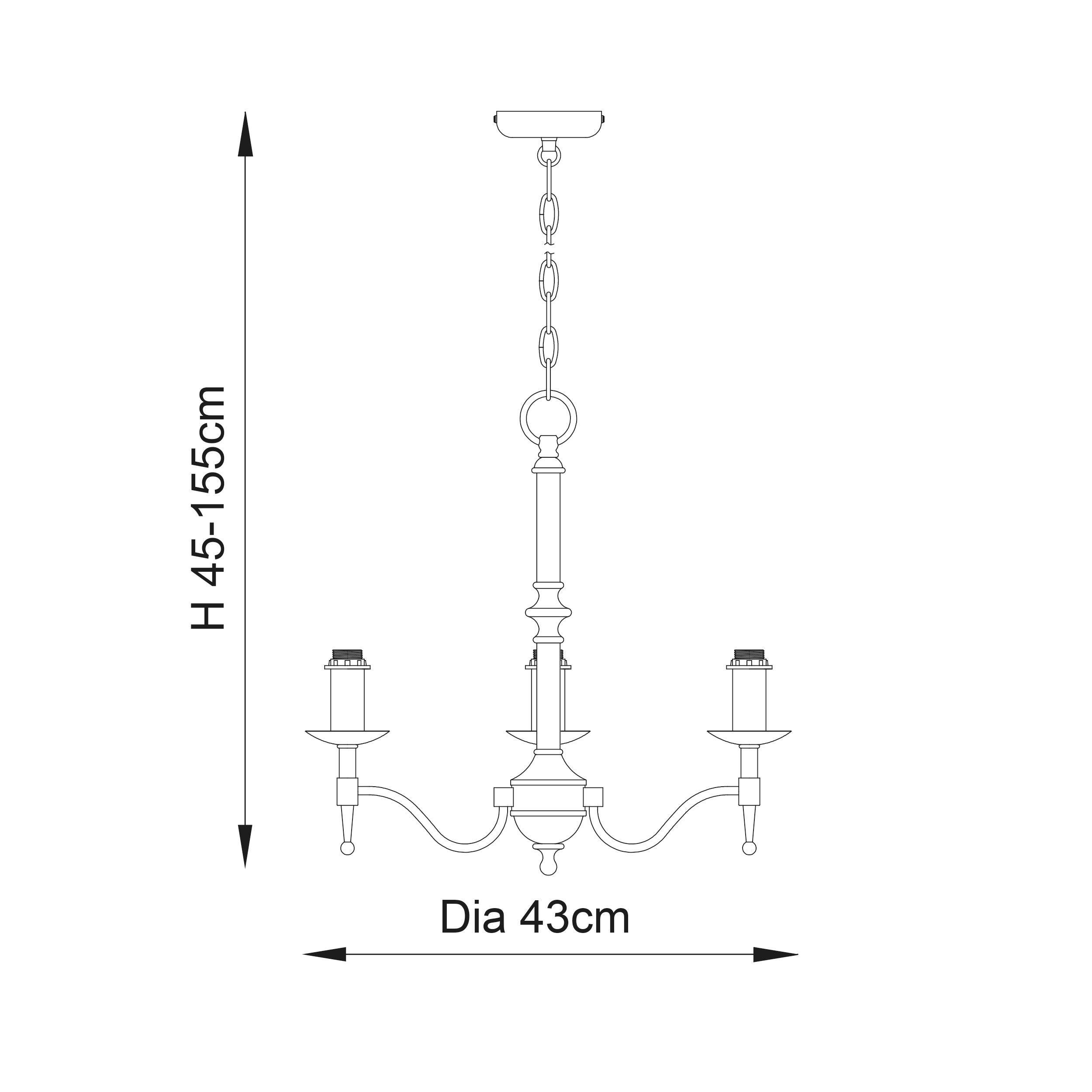 Lampadario Stanford 3 Luci Finitura Ottone Antico
