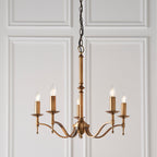Lampadario Stanford 5 Luci Finitura Ottone Antico