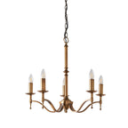 Lampadario Stanford 5 Luci Finitura Ottone Antico