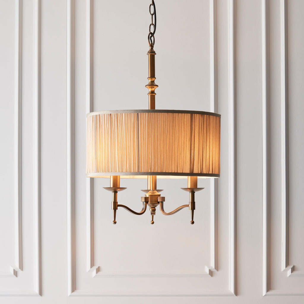 Interiors 1900 Stanford Finitura Ottone Antico Lampadario a 3 Luci