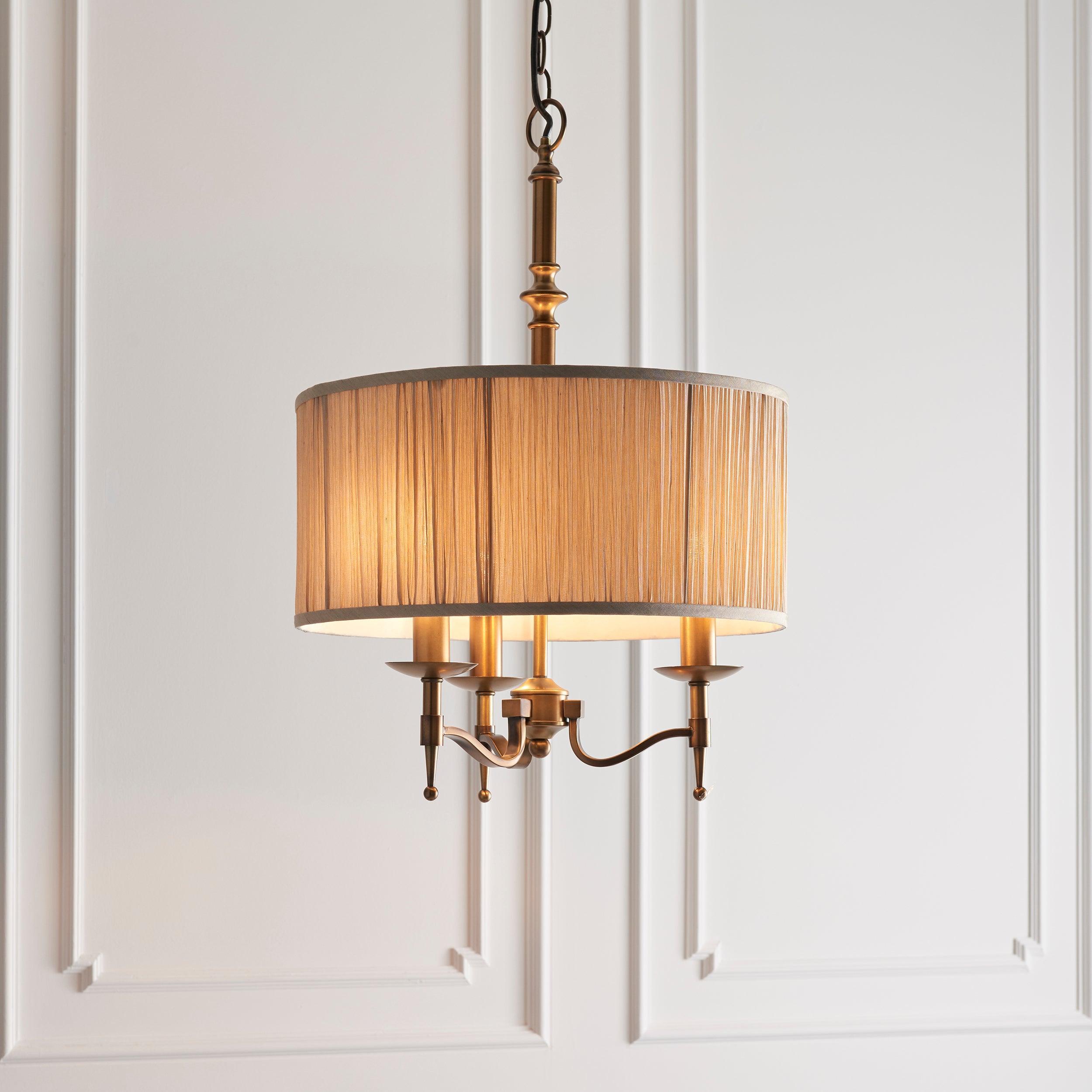 Interiors 1900 Stanford Finitura Ottone Antico Lampadario a 3 Luci