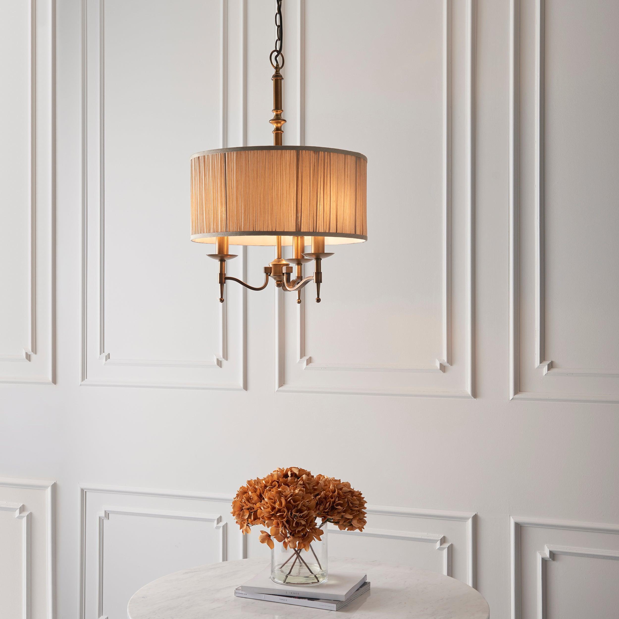 Interiors 1900 Stanford Finitura Ottone Antico Lampadario a 3 Luci