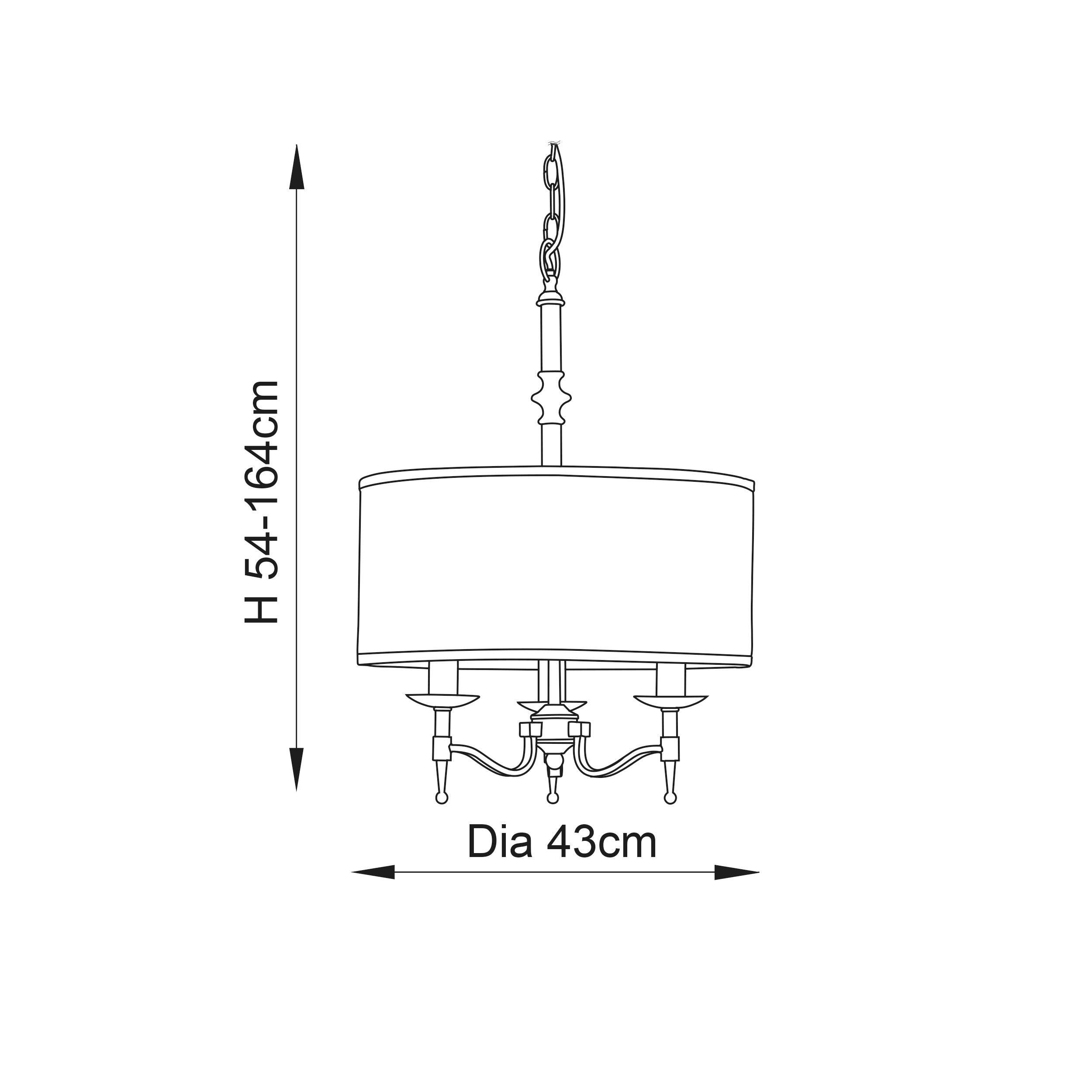 Interiors 1900 Stanford Finitura Ottone Antico Lampadario a 3 Luci