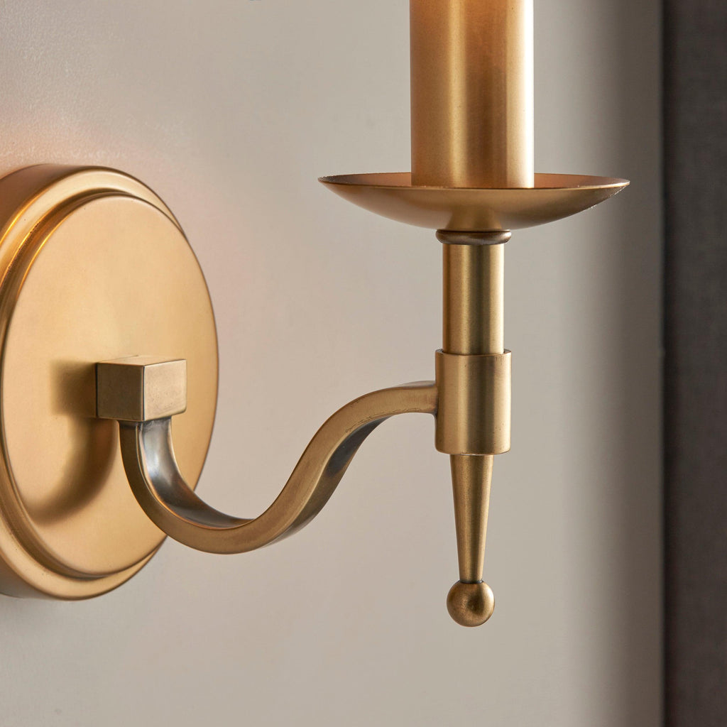 Applique Singola in Ottone Antico Stanford con Paralume Beige
