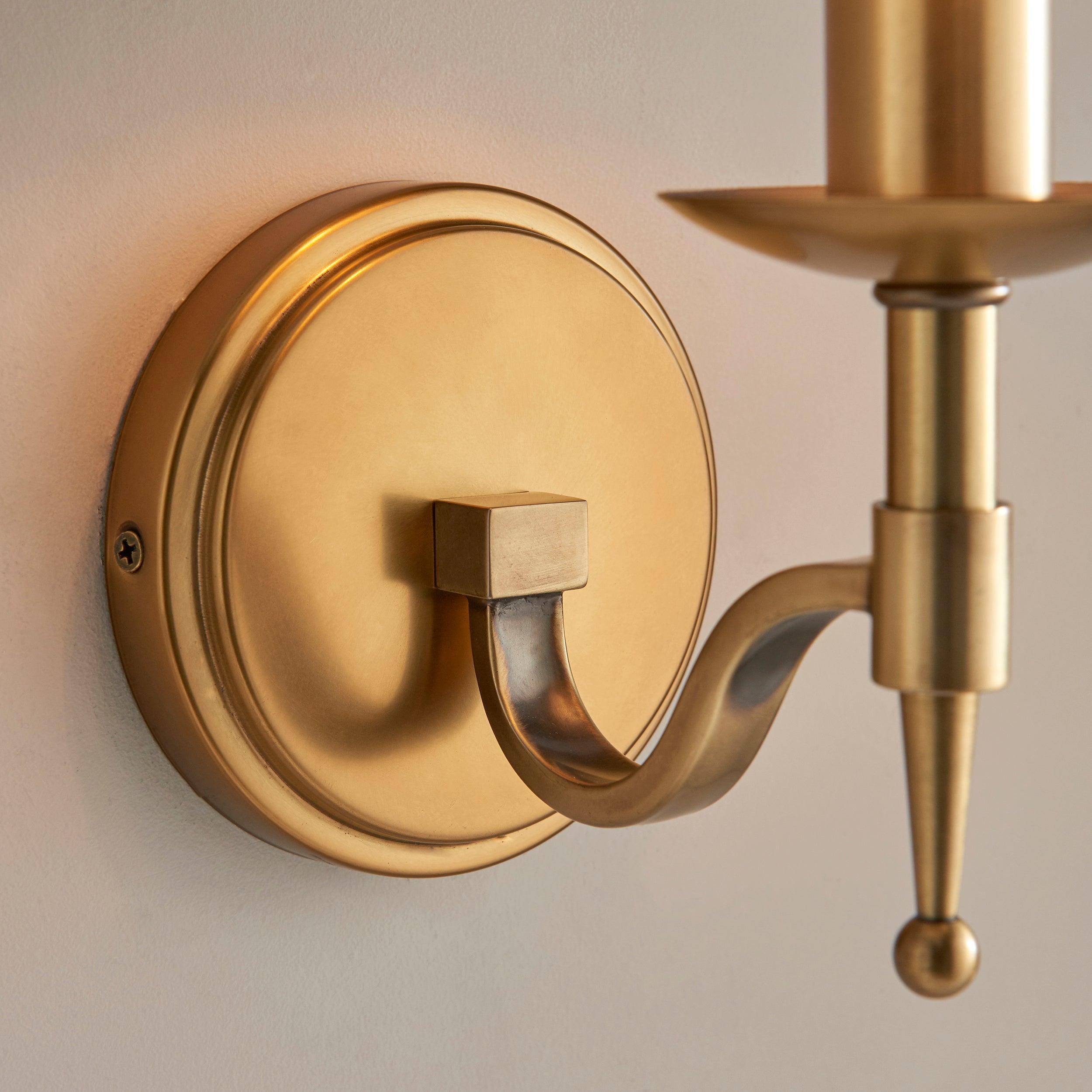 Applique Singola in Ottone Antico Stanford con Paralume Beige