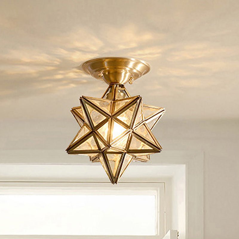 Brillistar – Lampada da soffitto a forma di stella in ottone con design in vetro classico