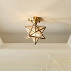 Brillistar – Lampada da soffitto a forma di stella in ottone con design in vetro classico