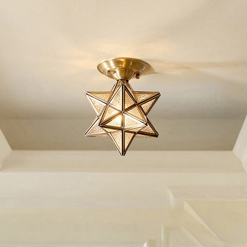 Brillistar – Lampada da soffitto a forma di stella in ottone con design in vetro classico