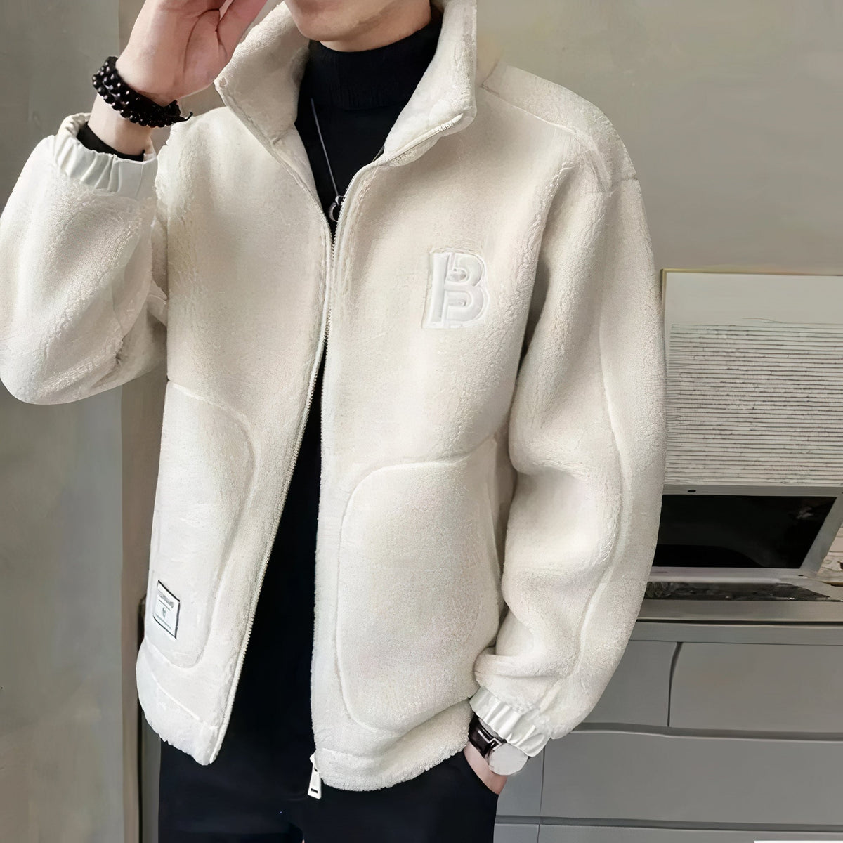 Giacca Fleece da Uomo con Collo Alto