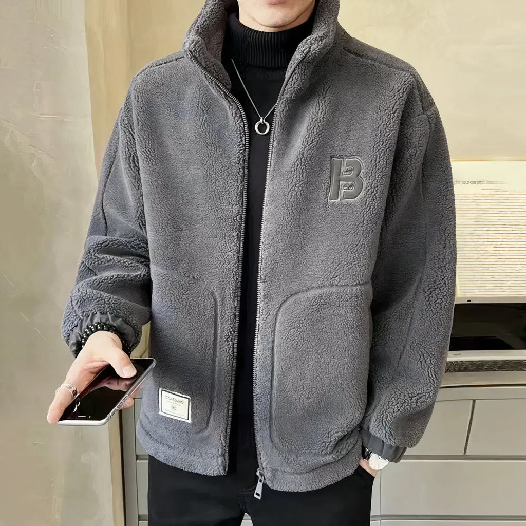 Giacca Fleece da Uomo con Collo Alto