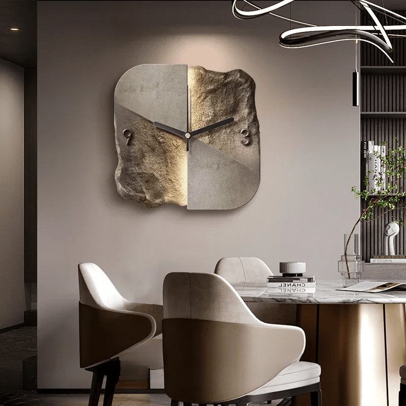 StoneAura – Orologio da parete moderno effetto arenaria con movimento al quarzo silenzioso