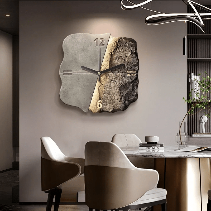 StoneAura – Orologio da parete moderno effetto arenaria con movimento al quarzo silenzioso
