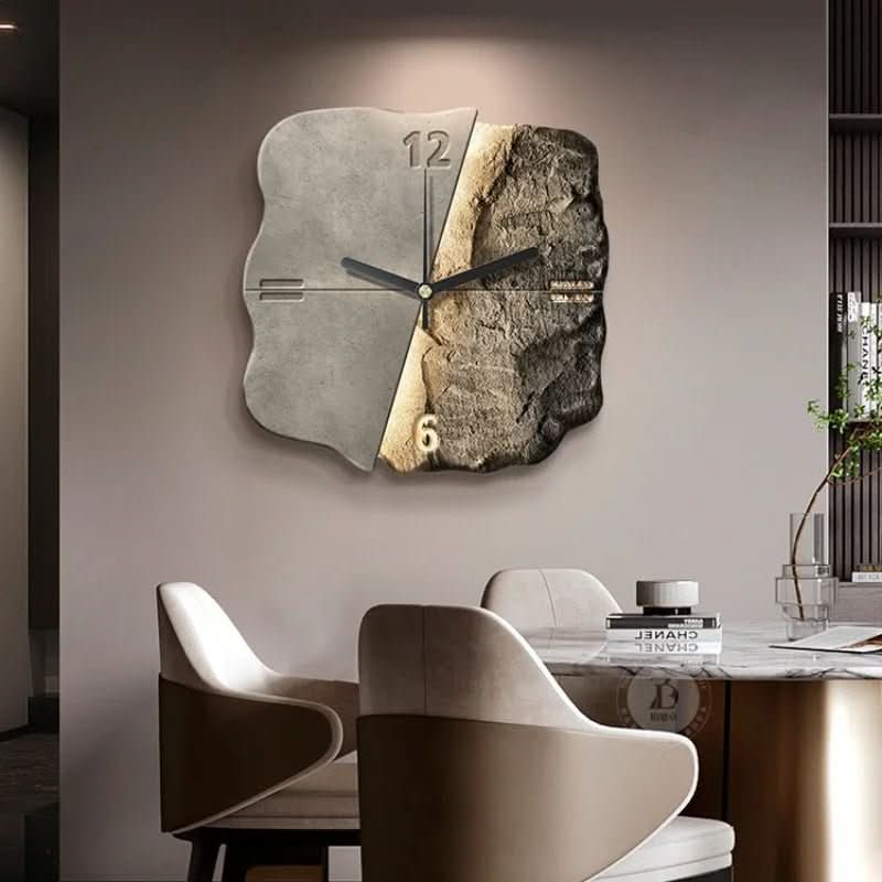 StoneAura – Orologio da parete moderno effetto arenaria con movimento al quarzo silenzioso