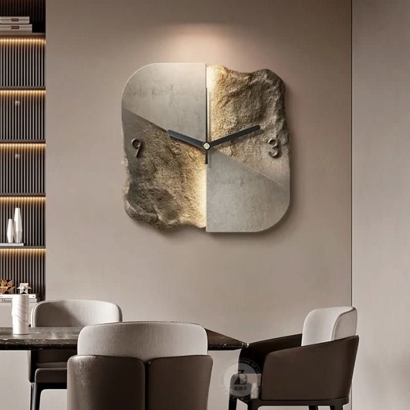 StoneAura – Orologio da parete moderno effetto arenaria con movimento al quarzo silenzioso